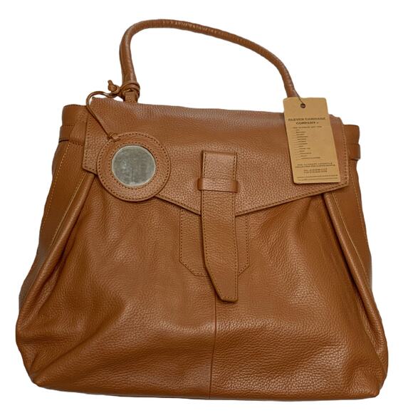 Clever Carriage Handbags - Clever Carriage Company Large Leather Tote Brown Shoulder Bag Gold Hardware